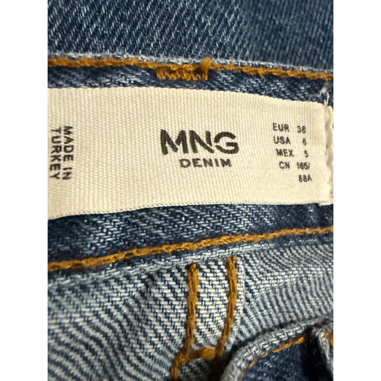 MNG Mango Women's Blue High Waisted Y2k Casual Straight Leg Denim Jeans Size 6