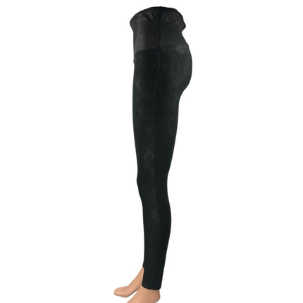 Spanx Women's Black Faux Leather Vegan Stretch Skinny Leggings Pants Size L