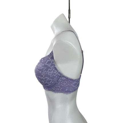 Savage x Fenty Purple Lilac Floral Lace Underwired Adjustable Bra Size 32DD