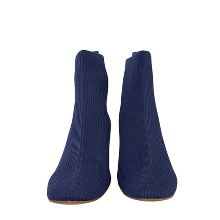 Everlane The Glove Reknit Women's Blue Almond Toe Block Heel Slip On Boots Sz 7