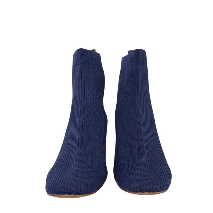 Everlane The Glove Reknit Women's Blue Almond Toe Block Heel Slip On Boots Sz 7