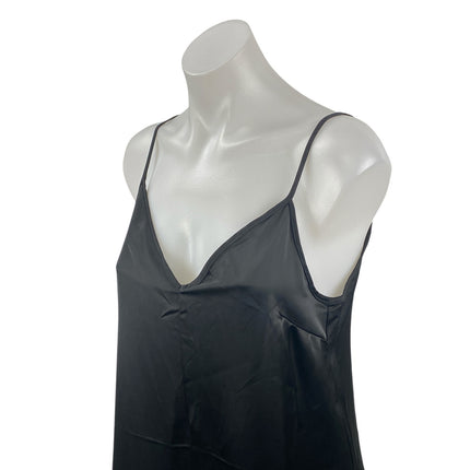 H&M Women's Black Silk Satin Sleeveless V Neck Cami Tank Maxi Slip Dress Size S