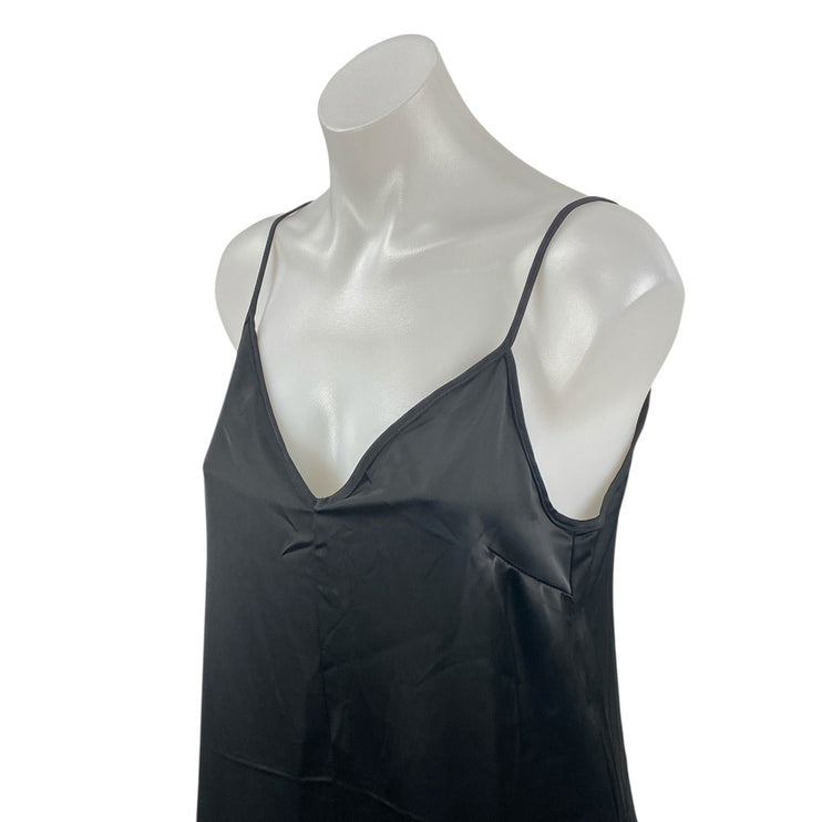 H&M Women's Black Silk Satin Sleeveless V Neck Cami Tank Maxi Slip Dress Size S