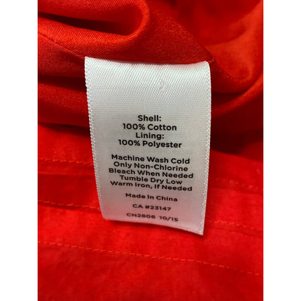Talbots Red Long Sleeve Tie Waist Belted Button Front A Line Shirt Mini Dress 6P