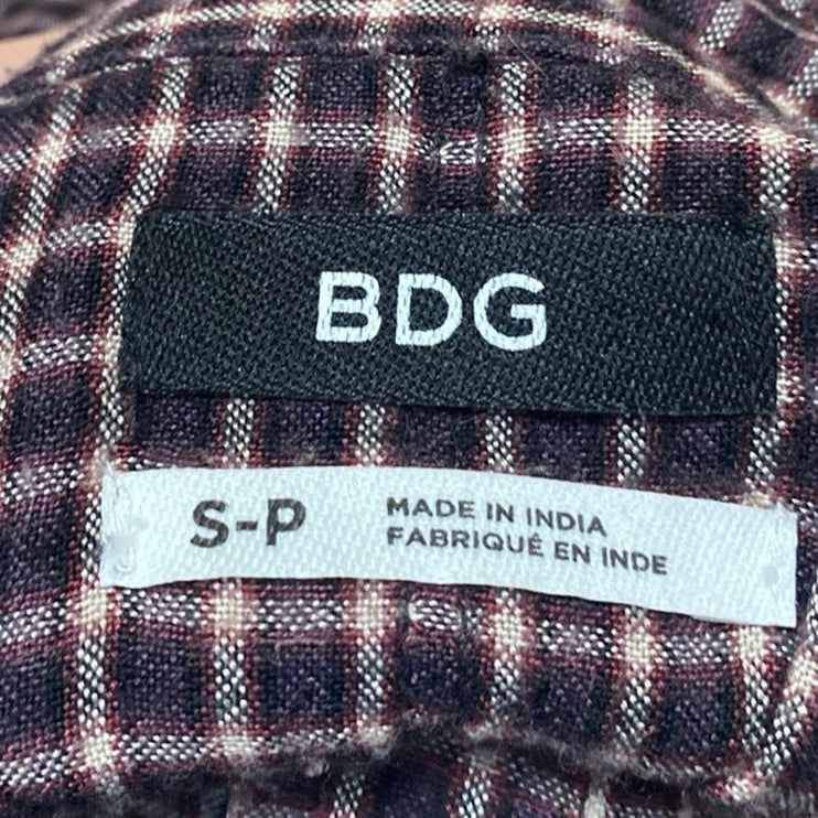 Urban Outfitters BDG Brown Checkered Plaid Long Sleeve Button Down Shirt Top S
