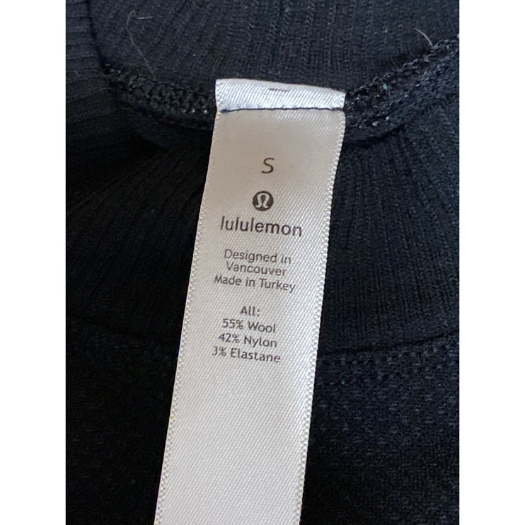 Lululemon Black Wool Long Sleeve Slim Yoga Gym Athletic Activewear T-Shirt Top S