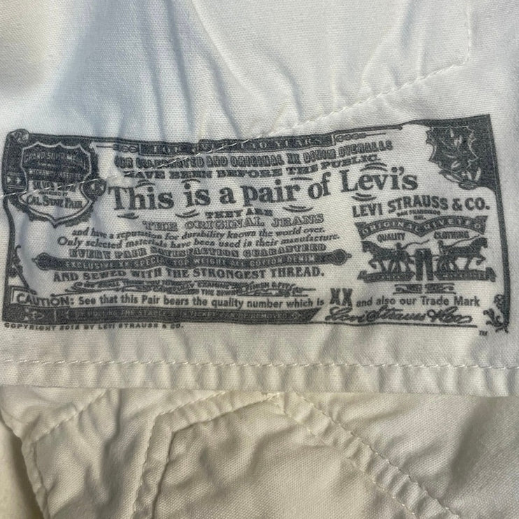 Levi's Women's White Mid Rise Cut Off Raw Hem Mini Denim Jeans Shorts Size S