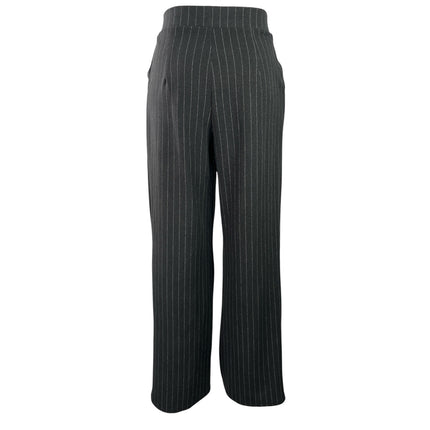 H&M Black Pinstriped Pleated Tailored Gigh Waisted Wide Leg Trouser Pants Sz  XS