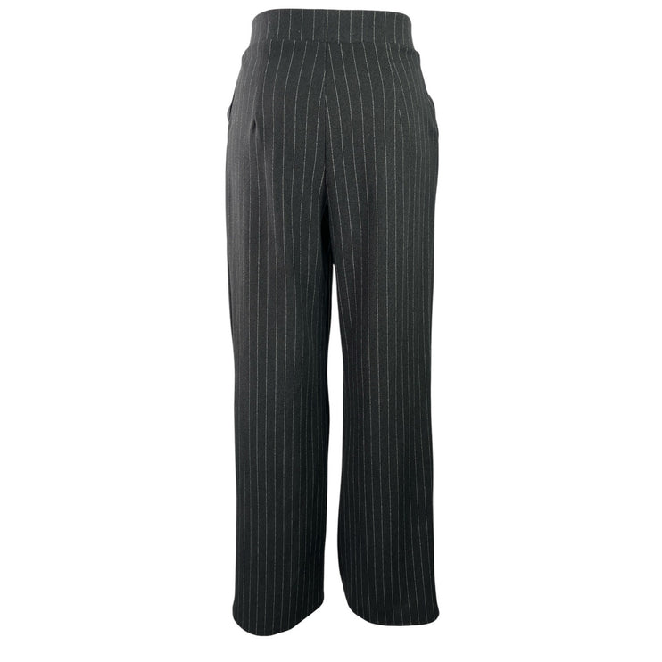 H&M Black Pinstriped Pleated Tailored Gigh Waisted Wide Leg Trouser Pants Sz  XS