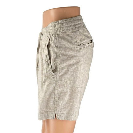Abercrombie & Fitch Womens Beige Linen Elastic High Waist Casual Mini Shorts XS