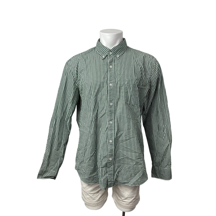 J.Crew Men's Green Slim Gingham Check Long Sleeve Button Down Shirt Top Size XL