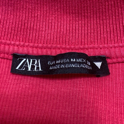 Zara Pink Rib Knit Collar V-neck Short Sleeve Mini Bodycon Sweater Dress Size M