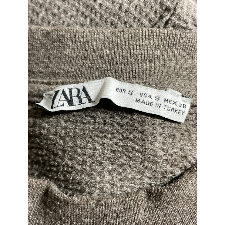 Zara Men's Gray Long Sleeve Mock Neck Waffle Knit Sweatshirt Sweater Top Size S