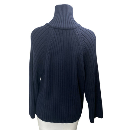 Zara Womens Black Ribbed Knit Long Sleeve Turtleneck Pullover Sweater Top Size M