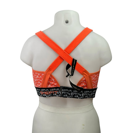 NEW Shefit Flex Orange Zip Up Crossback Yoga Athletic Sports Bra Crop Top Sz XL