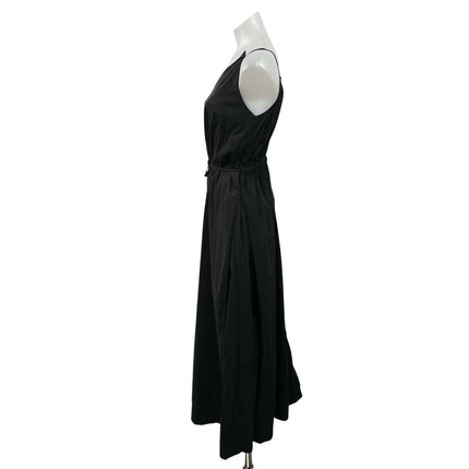 Inlife Women's Black Sleeveless V Neck Cami Tie Waist A Line Midi Dress Size M