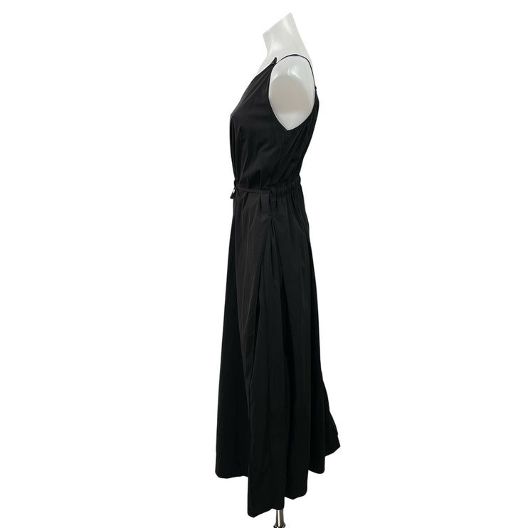 Inlife Women's Black Sleeveless V Neck Cami Tie Waist A Line Midi Dress Size M