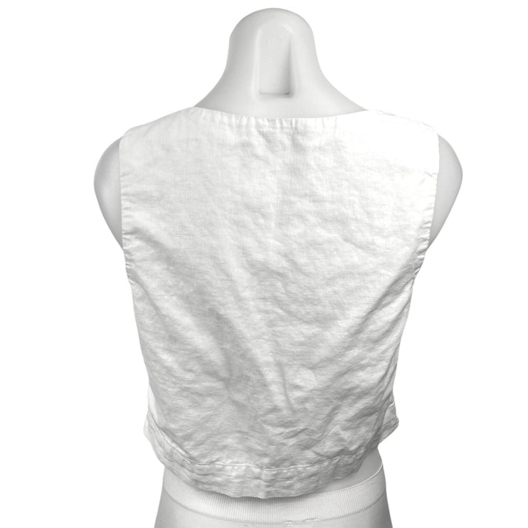 Abercrombie & Fitch White Linen Sleeveless Square Neck Crop Tank Top Size S