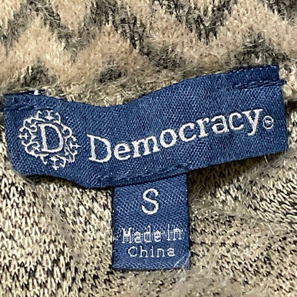NEW Democracy Beige Chevron Eyelash Knit Sleeveless Mock Neck Sweater Size S