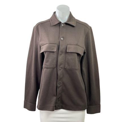 H&M Women's Brown Chest Pocket Long Sleeve Button Down Overshirt Top Size S