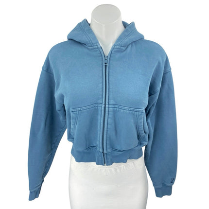Aritzia TNA Cozy Blue Long Sleeve Hoodie Hooded Fleece Zip Crop Sweatshirt 2XS