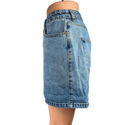 ASOS Women's Blue High Waisted Straight Leg Medium Wash Denim Jeans Shorts Sz 8