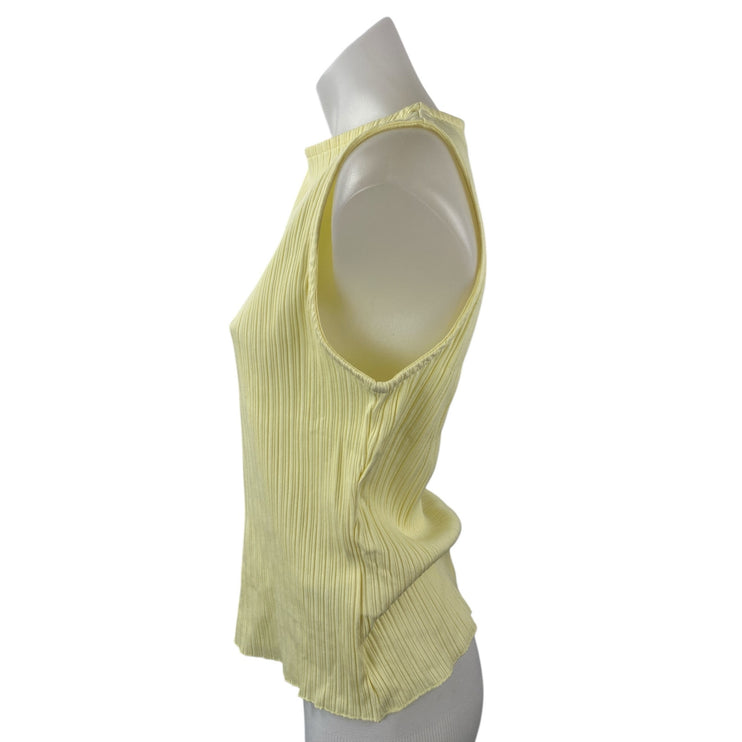NEW Madewell Women's Yellow Plisse Sleeveless Pleated Tank Blouse Top Size M