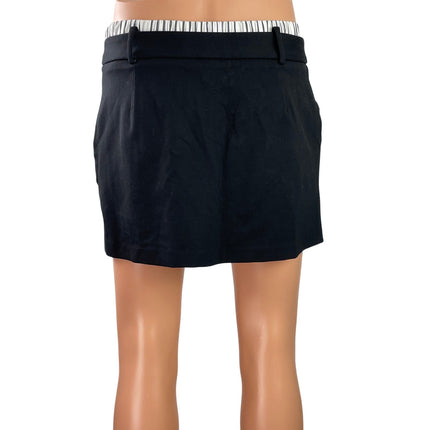 Zara Womens Black Mid Rise Belt Loops Mini Straight Pencil Skort Shorts Skirt M