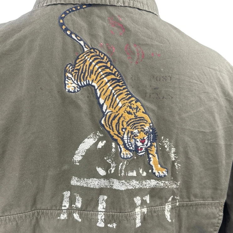 Rugby Ralph Lauren Logo Embroidery Long Sleeve Crop Military Coat Jacket Size XS