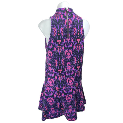 Free People Amelia Purple Wool Aztec Knit Sleeveless Mock Neck Mini Tank Dress S