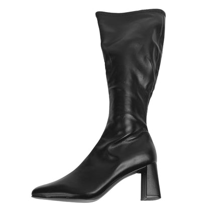 Steve Madden Holly Black Leather Block Heel Knee High Square Toe Boots Size 8.5M