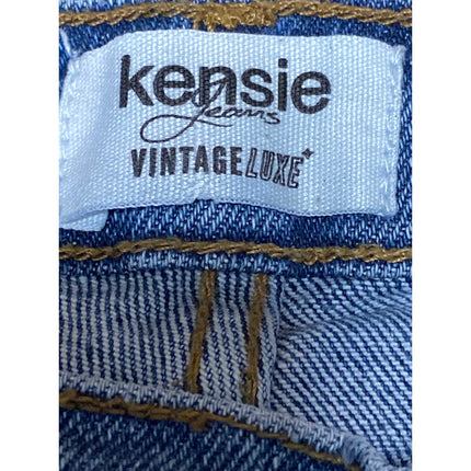 Kensie Vintage Luxe Womens Blue Distressed High Rise Slim Straight Denim Jeans 8