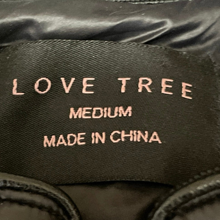 Love Tree Women's Black Sleeveless Quilted Full Zip Puffer Vest Coat Jacket Sz M