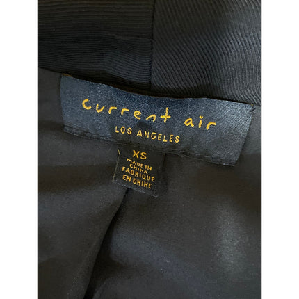 Current Air Womens Black Collared One Button Long Sleeve Blazer Coat Jacket XS