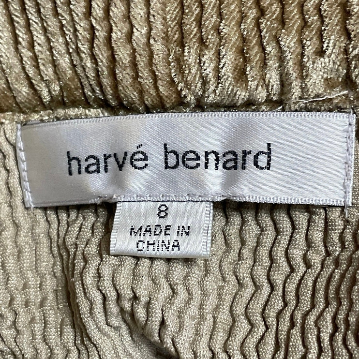 Harve Benard Women's Tan Velvet Velour Button Front Blazer Coat Jacket Size 8