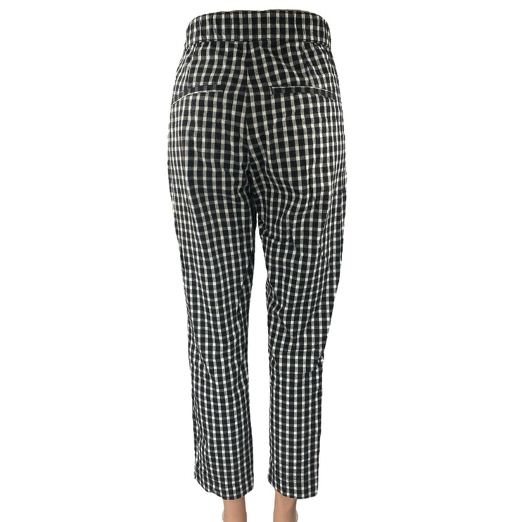 Hollister Black Plaid Checkered Straight Leg High Waist Trousers Dress Pants M