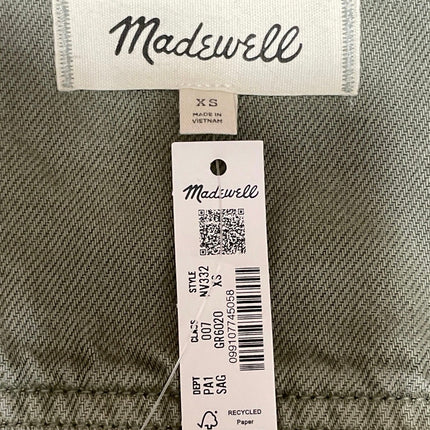 NEW Madewell Olive Green Airy Cropped Sleeveless Button Down Jean Vest Top XS