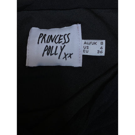 Princess Polly Black Sheer Mesh Ruched Square Neck Long Sleeve Crop Blouse Top 4