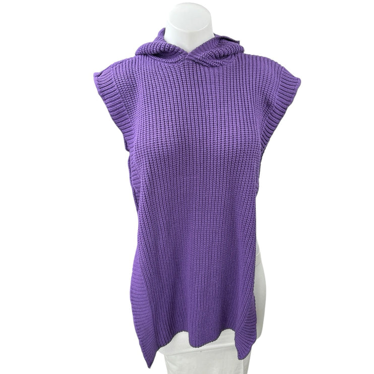 NEW Boohoo Purple Knitted Bib Hooded Hoodie Poncho Sweater Top Size M/L