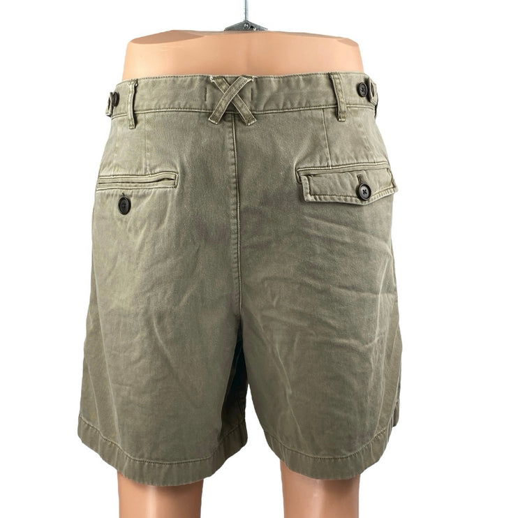 Alex Mill Men's Olive Green High Waist Straight Leg Chino Khaki Shorts Size 36