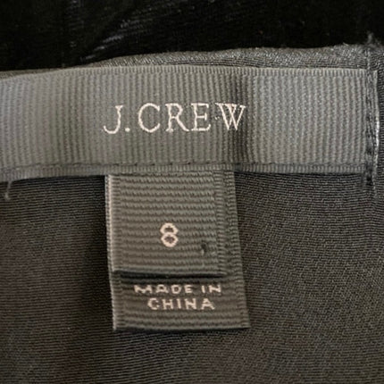 J.Crew Black Velvet Velour Sleeveless V Neck Ruffle Cami Camisole Tank Top Sz 8