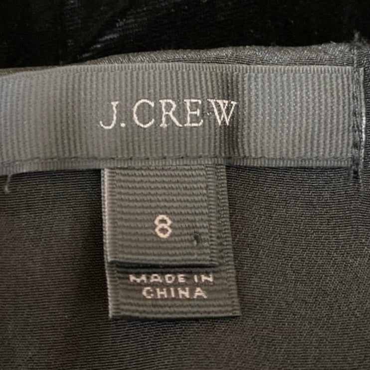 J.Crew Black Velvet Velour Sleeveless V Neck Ruffle Cami Camisole Tank Top Sz 8