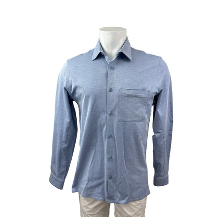 Lululemon Live In Practice Men's Blue Long Sleeve Button Down Shirt Top Size M