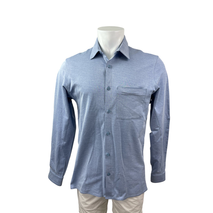 Lululemon Live In Practice Men's Blue Long Sleeve Button Down Shirt Top Size M