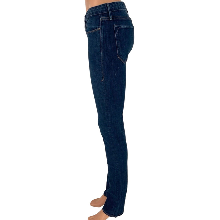 Earnest Sewn Womens Blue Dark Wash Low Rise Skinny Ankle Stretch Denim Jeans 28