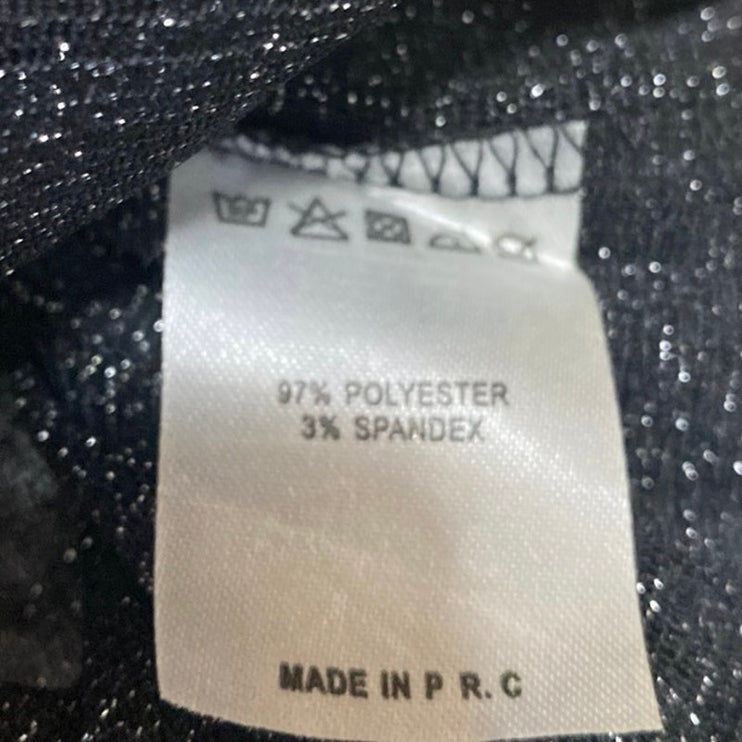 Brandy Melville Womens Black Metallic Mesh Sheer Long Sleeve Crop Cover Up Top S