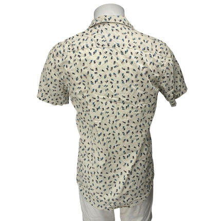 Quiksilver Men's White Printed Modern Short Sleeve Button Up Shirt Top Size S