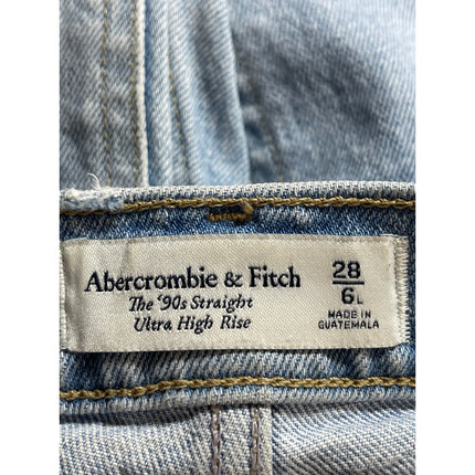 Abercrombie & Fitch 90's Straight Blue Ultra High Rise Denim Jeans Pants Sz 28/6