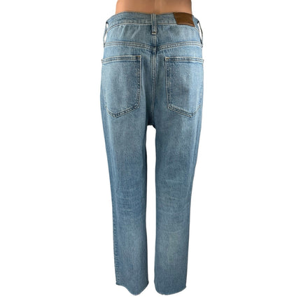 Madewell The Perfect Vintage Blue High Rise Distressed Straight Denim Jeans 32