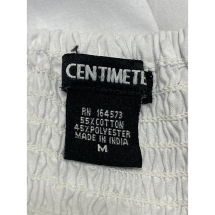 Centimeter Women's White Puff Sleeve Mini Babydoll Flare A-Line Shift Dress Sz M